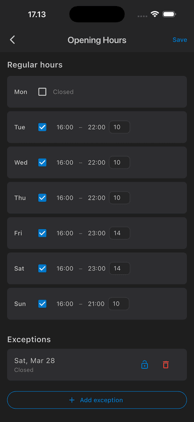 DinerOps Pro mobile — screen 5