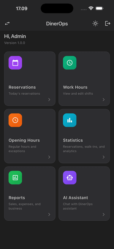 DinerOps Pro — sales and insights